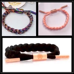 New pink & black braided shoelace rope bracelet bundle